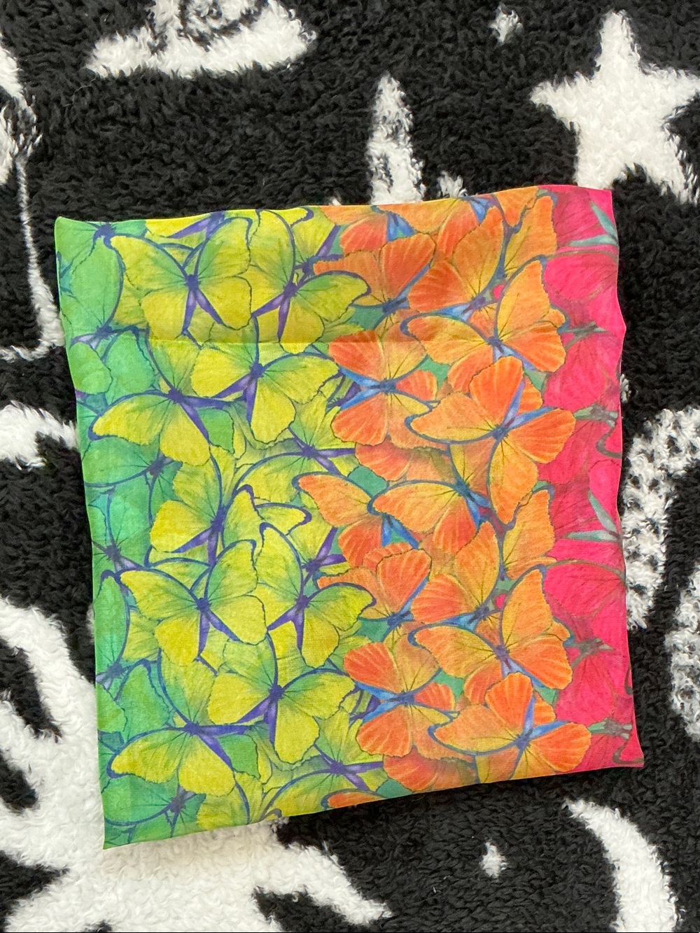 Unique Vintage Vibrant Butterfly Print Scarf - Rainbow Colors